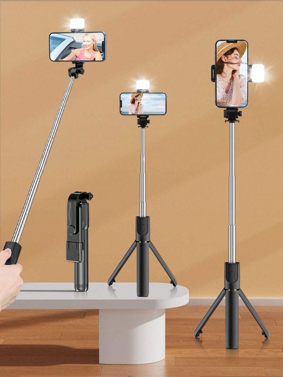"Trépied Selfie PLOKAMA Live K9™ LED – Stabilité & Lumière Pro"